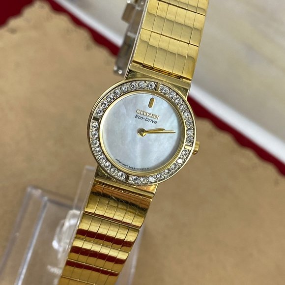 Citizen Gold Eco-Drive Watch with Crystal Bezel main image 5